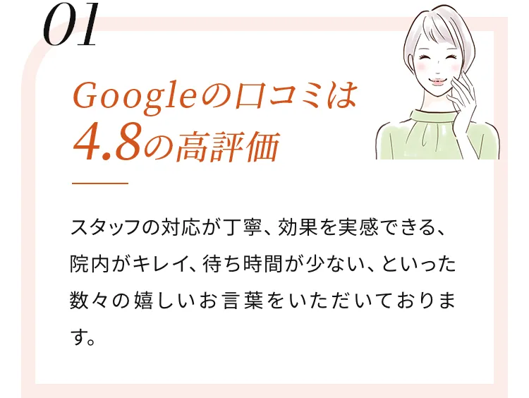 01 Googleの口コミは 4.8の高評価