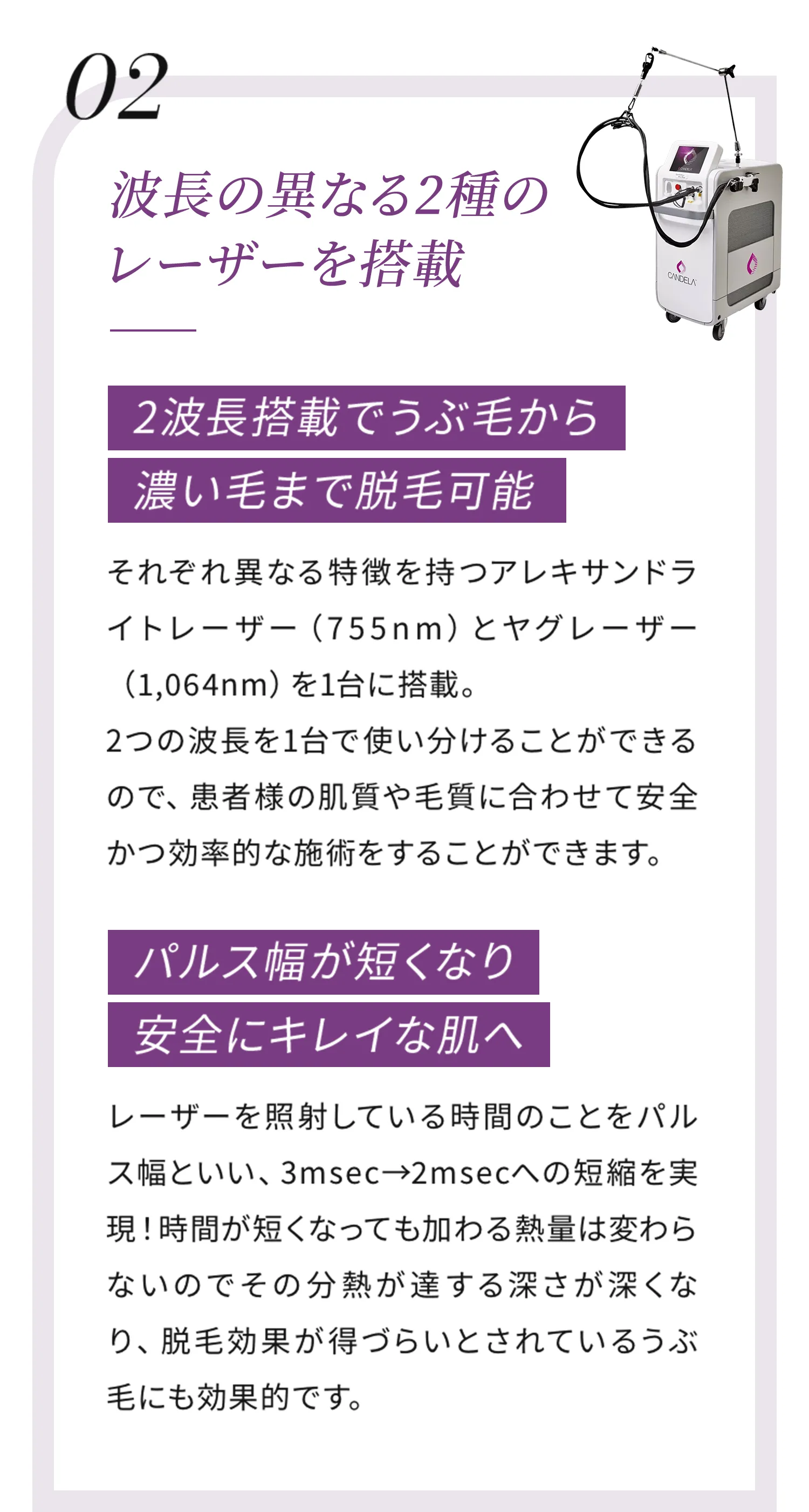 波長の異なる2種の レーザーを搭載